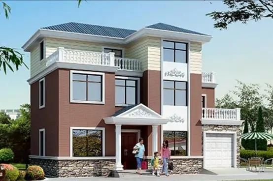 農(nóng)村三層實(shí)用耐看帶車庫自建別墅設(shè)計(jì)圖，室內(nèi)采光通風(fēng)，戶型美觀實(shí)用