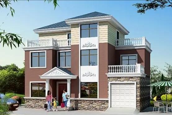 農(nóng)村三層實(shí)用耐看帶車庫自建別墅設(shè)計(jì)圖，室內(nèi)采光通風(fēng)，戶型美觀實(shí)用