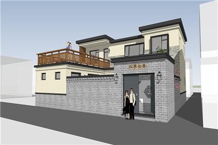 二層農(nóng)村自建房設計圖，房子的整體采用的是中西結(jié)合的設計風格