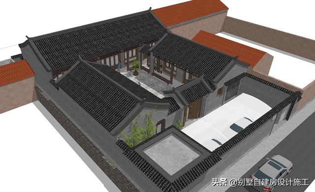 農(nóng)村四合院設(shè)計(jì)圖紙，主院功能十分齊全，可滿足業(yè)主的不同需求