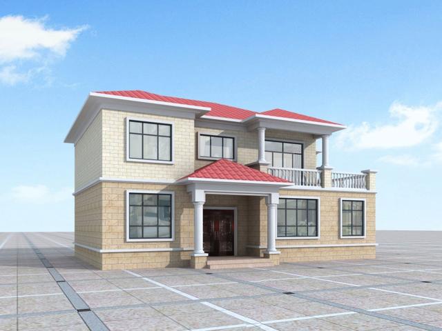 二層農(nóng)村自建房設計圖，較清新時尚和簡約大氣，兩種外觀配色方案可選