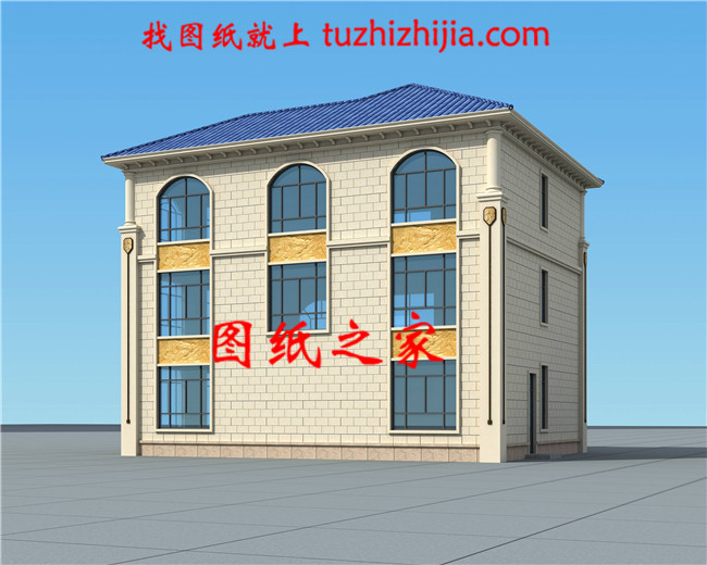 農(nóng)村歐式三層帶露臺(tái)自建別墅，乳白色的真石漆外觀