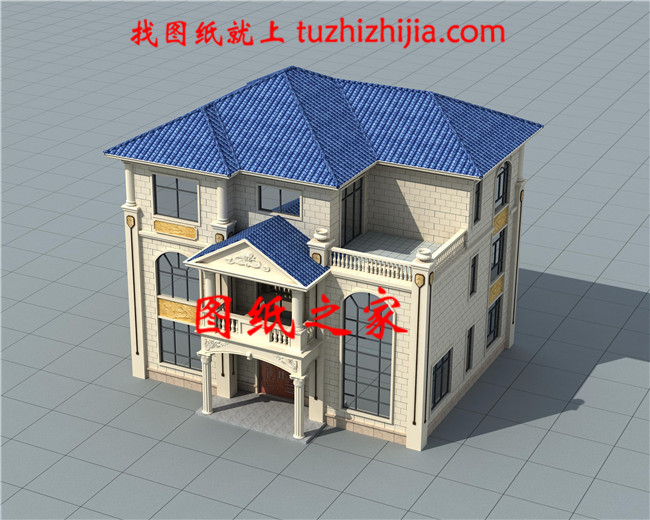 農(nóng)村歐式三層帶露臺(tái)自建別墅，乳白色的真石漆外觀