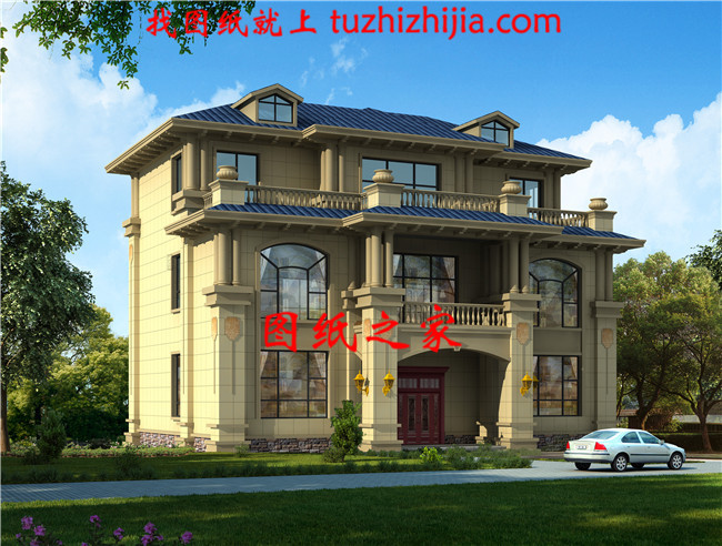 125平方米三層新農(nóng)村房屋建筑施工設(shè)計圖帶外觀圖