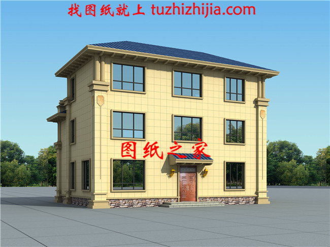 125平方米三層新農(nóng)村房屋建筑施工設(shè)計圖帶外觀圖