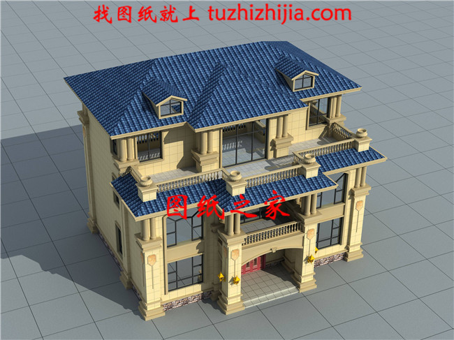 125平方米三層新農(nóng)村房屋建筑施工設(shè)計圖帶外觀圖