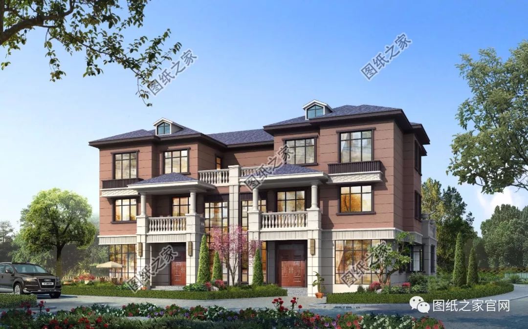 兄弟雙拼別墅二層、三層戶型方案大全（帶外觀圖片），想建雙拼的必看