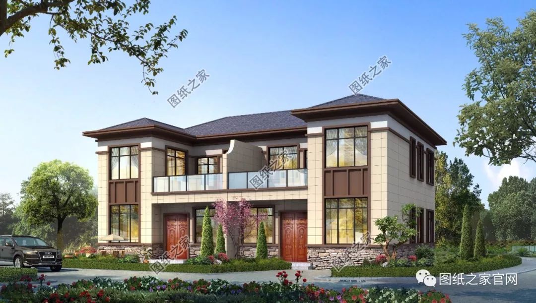 兄弟雙拼別墅二層、三層戶型方案大全（帶外觀圖片），想建雙拼的必看