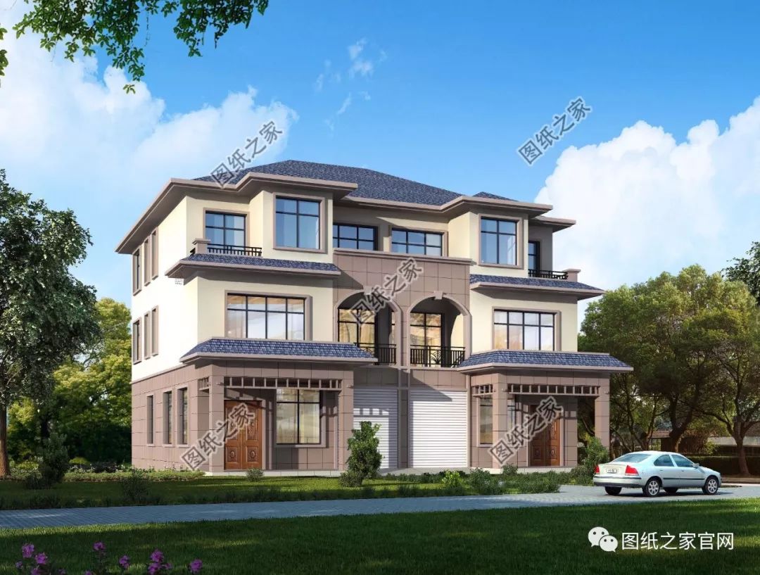 兄弟雙拼別墅二層、三層戶型方案大全（帶外觀圖片），想建雙拼的必看