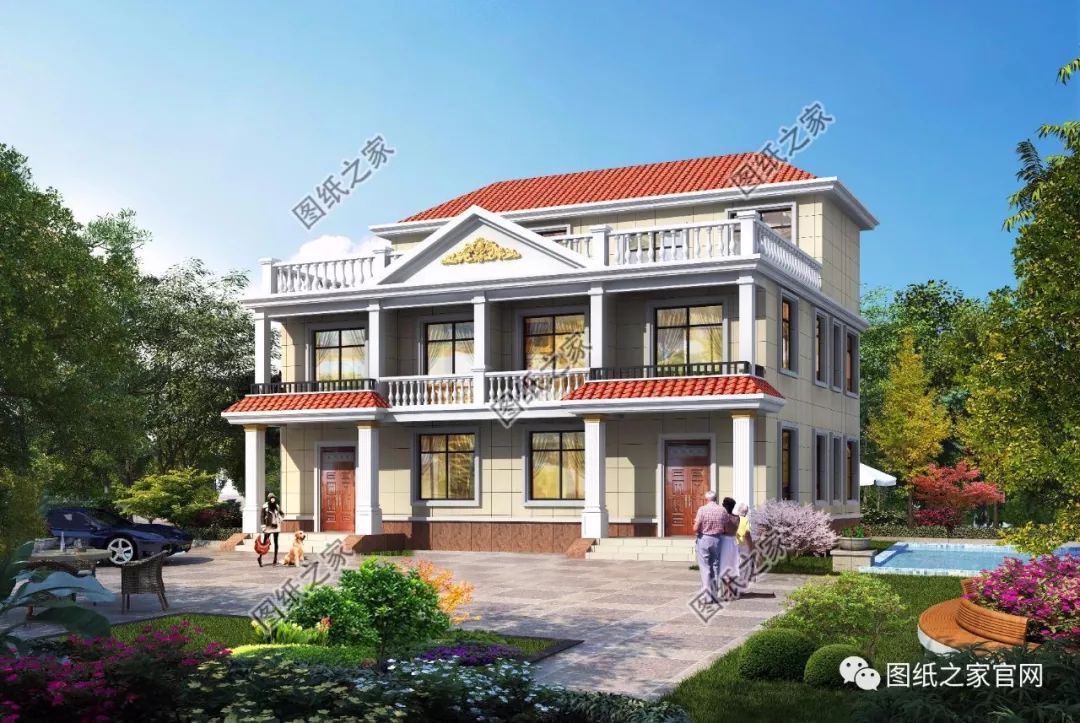 兄弟雙拼別墅二層、三層戶型方案大全（帶外觀圖片），想建雙拼的必看