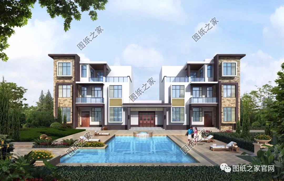 兄弟雙拼別墅二層、三層戶型方案大全（帶外觀圖片），想建雙拼的必看