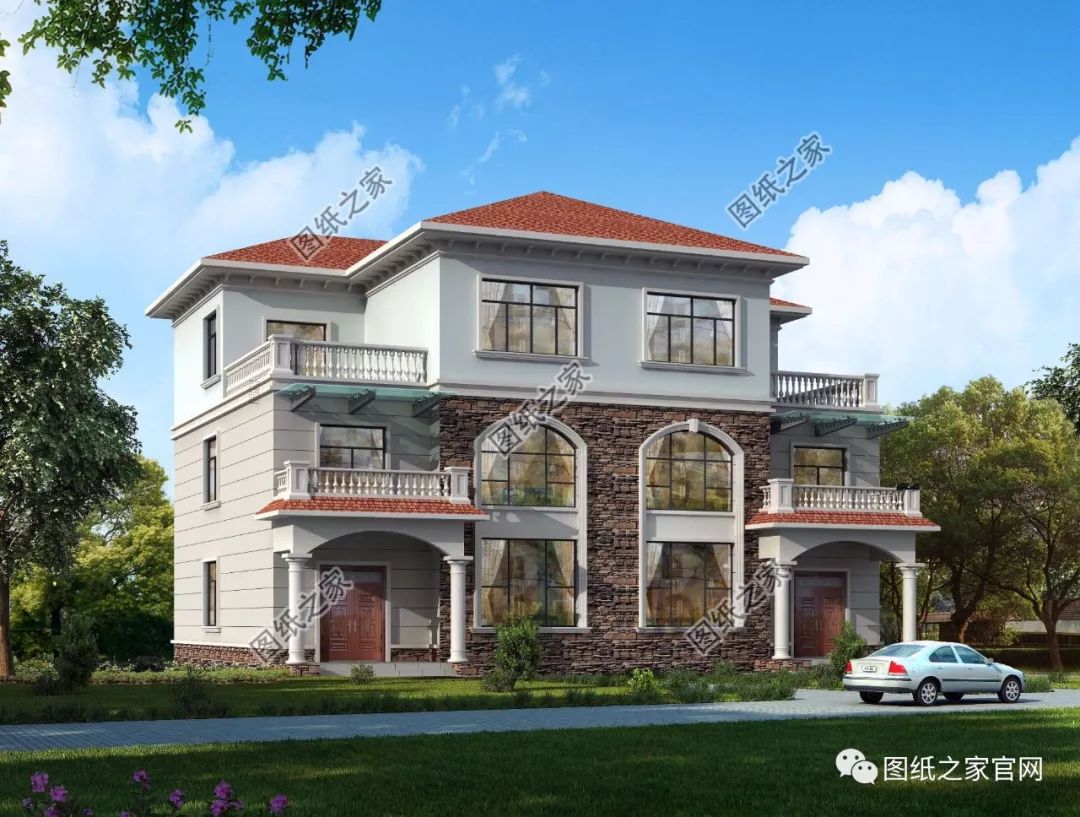 兄弟雙拼別墅二層、三層戶型方案大全（帶外觀圖片），想建雙拼的必看