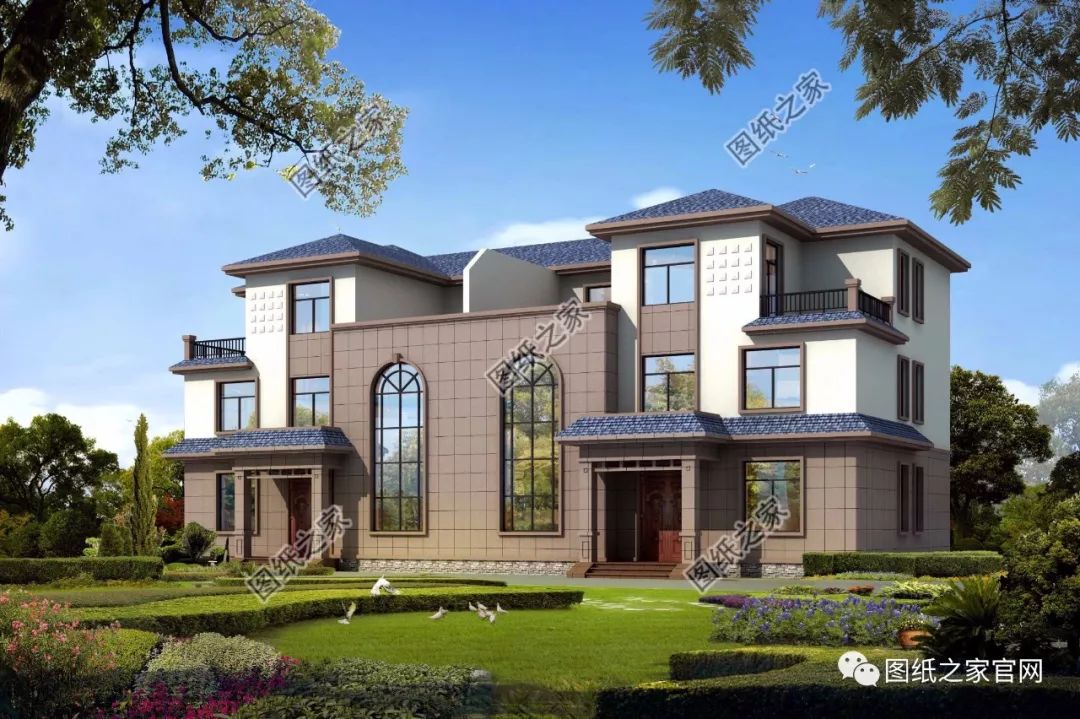 兄弟雙拼別墅二層、三層戶型方案大全（帶外觀圖片），想建雙拼的必看