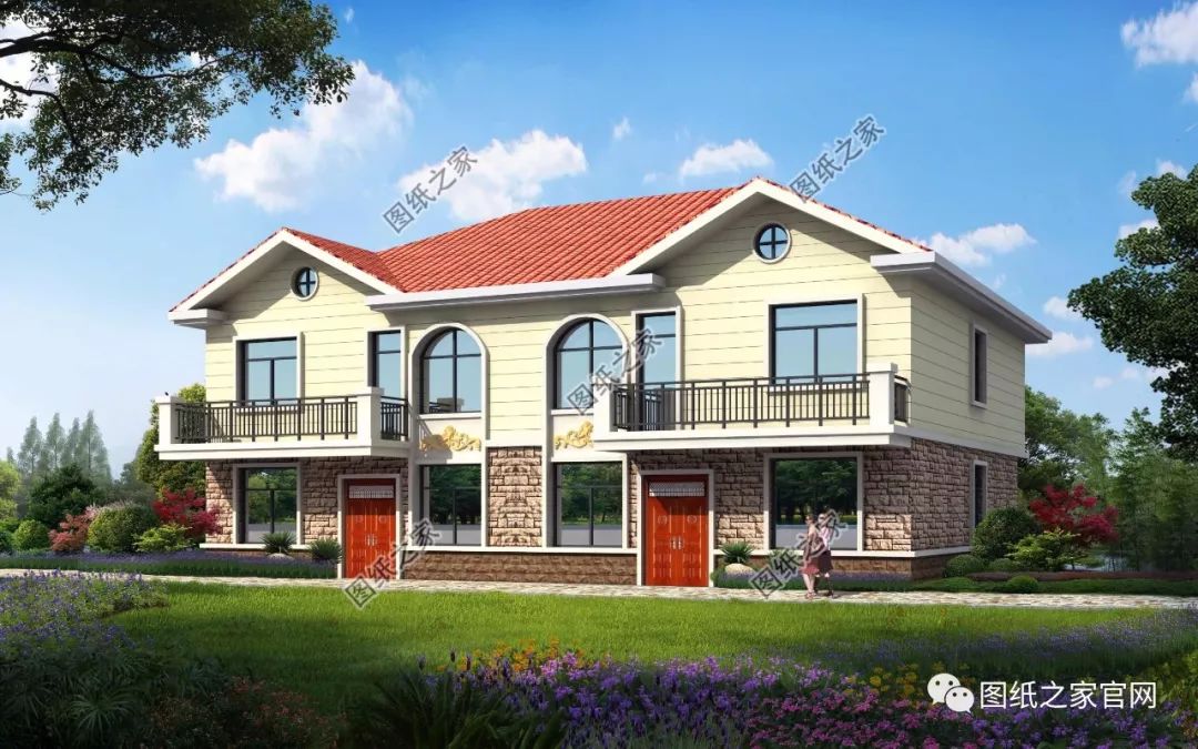 兄弟雙拼別墅二層、三層戶型方案大全（帶外觀圖片），想建雙拼的必看