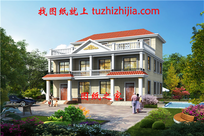 農(nóng)村三層兄弟雙拼別墅設(shè)計圖效果圖，14X12米