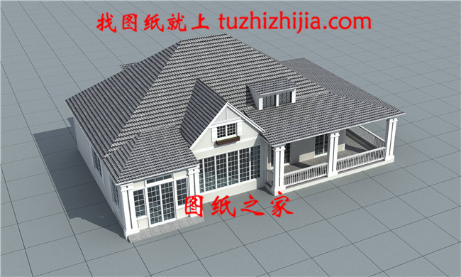 現(xiàn)代田園風(fēng)格一層農(nóng)村別墅設(shè)計圖效果圖，帶閣樓設(shè)計