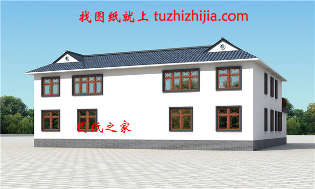 鄉(xiāng)村典型中式二層四合院別墅設計圖，左右對稱設計