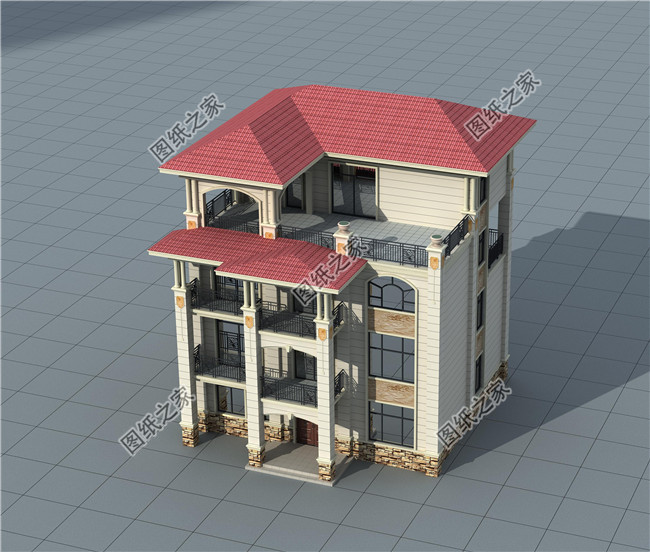 新款私人定制四層歐式獨(dú)棟住宅別墅設(shè)計圖紙，含外觀效果圖