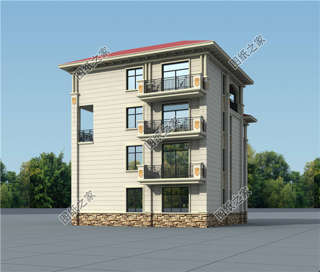 新款私人定制四層歐式獨(dú)棟住宅別墅設(shè)計圖紙，含外觀效果圖