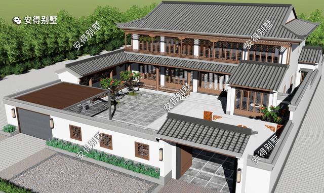 8棟真正的中式四合院別墅效果圖片，款款美如畫