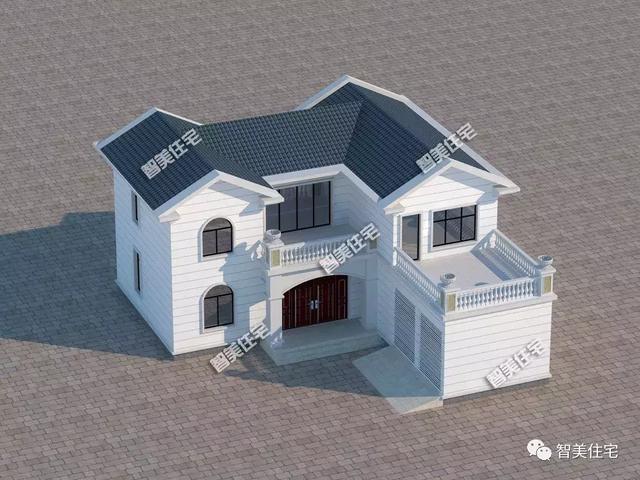 幾棟中式風(fēng)格別墅效果圖片，平頂、帶院子的都有，含方案圖