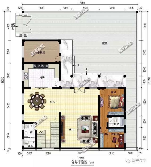 幾棟中式風(fēng)格別墅效果圖片，平頂、帶院子的都有，含方案圖
