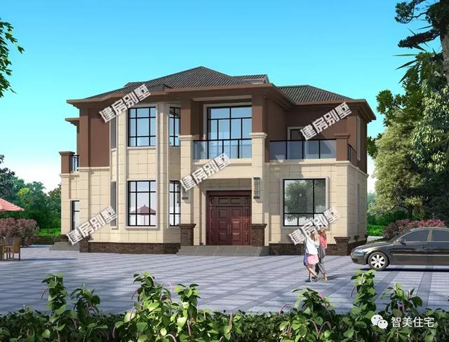 幾棟中式風(fēng)格別墅效果圖片，平頂、帶院子的都有，含方案圖