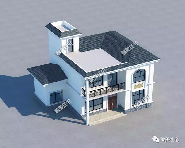 幾棟中式風(fēng)格別墅效果圖片，平頂、帶院子的都有，含方案圖