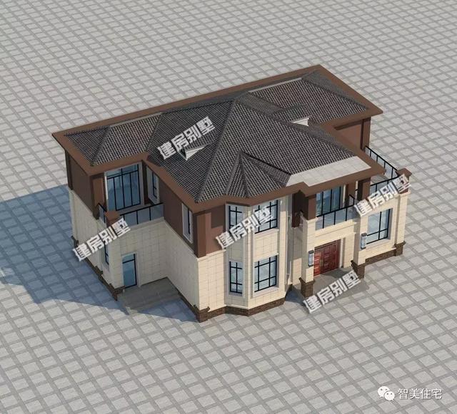 幾棟中式風(fēng)格別墅效果圖片，平頂、帶院子的都有，含方案圖