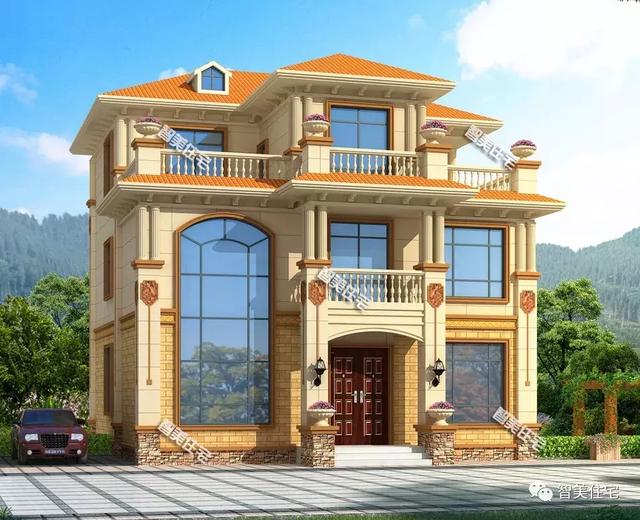 旋轉(zhuǎn)樓梯的復(fù)式二層半歐式別墅圖，父母喜歡的不行