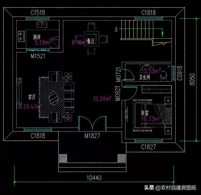 12×8米不足100平的3款別墅圖，二層、三層都有