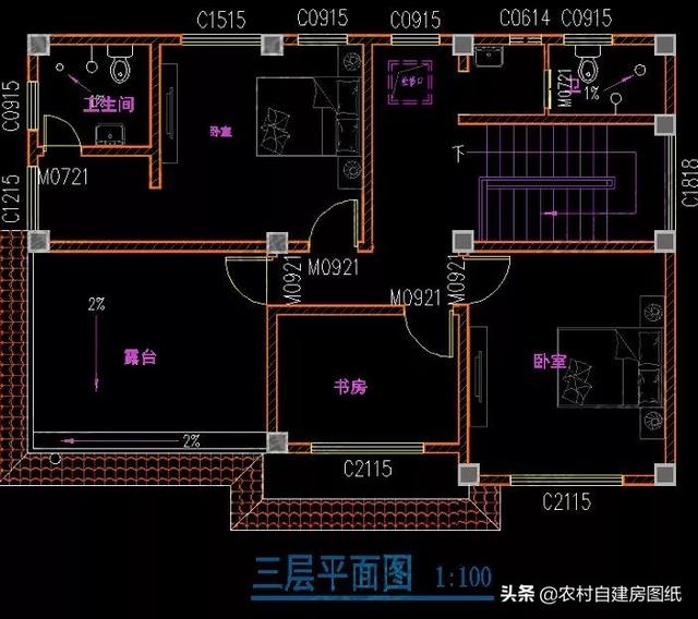 12×8米不足100平的3款別墅圖，二層、三層都有