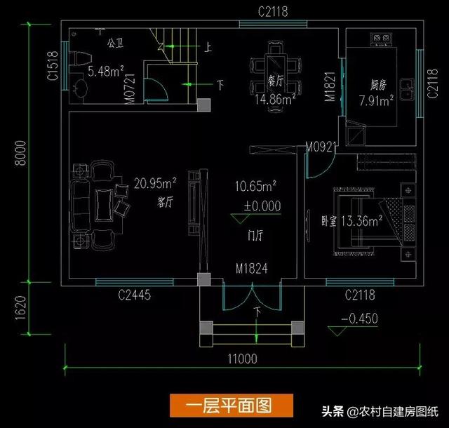 12×8米不足100平的3款別墅圖，二層、三層都有