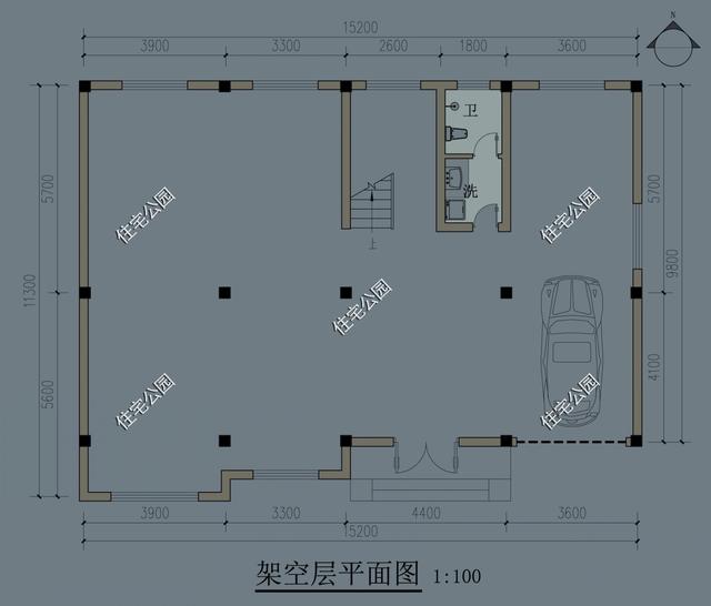 15X11米三層帶架空層別墅戶型，建起來實用