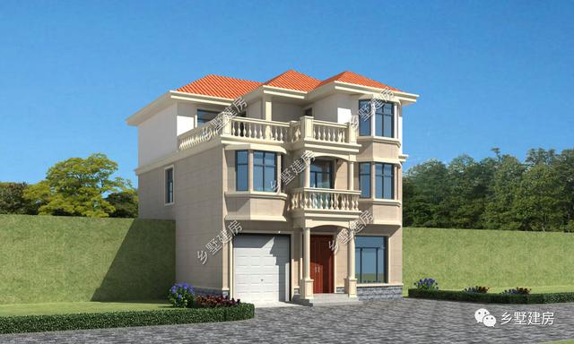鄉(xiāng)下簡歐3層別墅帶車庫戶型，農(nóng)村清爽干凈的別墅方案