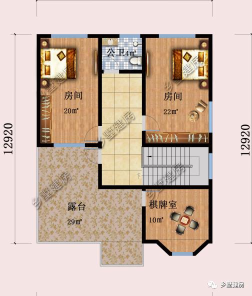 鄉(xiāng)下簡歐3層別墅帶車庫戶型，農(nóng)村清爽干凈的別墅方案