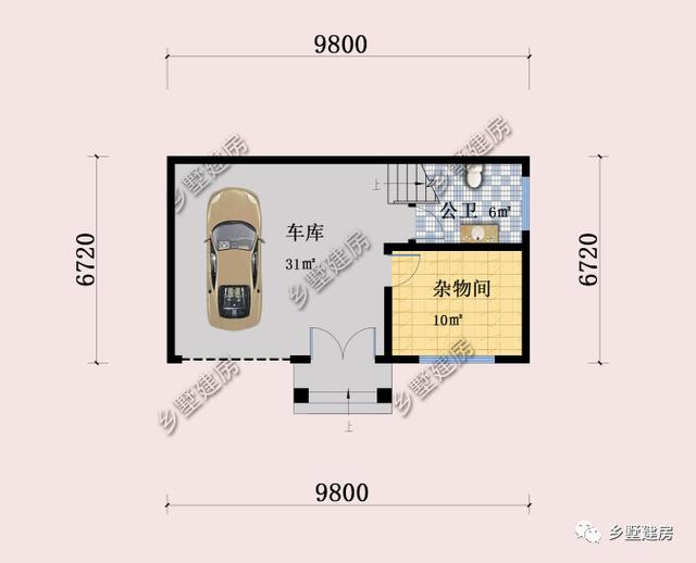 鄉(xiāng)下簡歐3層別墅帶車庫戶型，農(nóng)村清爽干凈的別墅方案