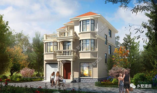 鄉(xiāng)下簡歐3層別墅帶車庫戶型，農(nóng)村清爽干凈的別墅方案