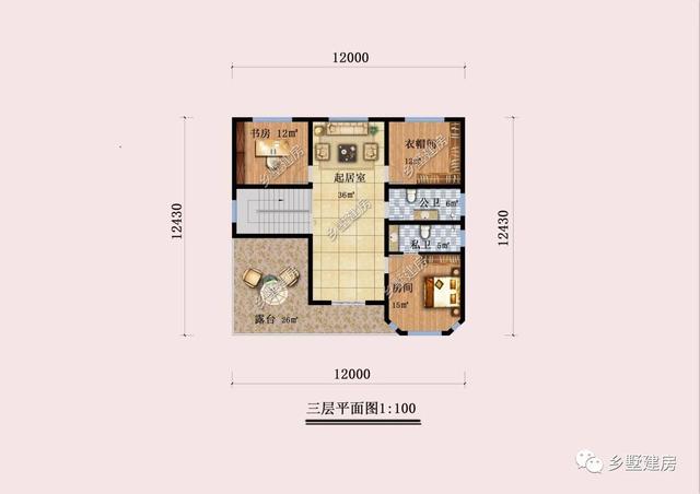 12×12.43米的農(nóng)村自建別墅方案，建一棟在農(nóng)村，眾人艷羨