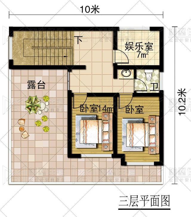 10x10.2米超現(xiàn)代三層小洋樓設計圖，100平方內推薦戶型