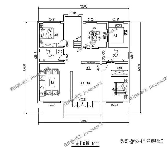 面寬12.6×進(jìn)深13.5m實用型兩層歐式別墅，造價僅需35萬