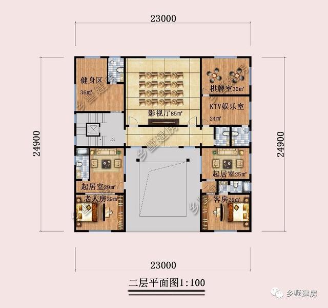 超氣派的三層中式四合院別墅圖，建一棟成村里第一