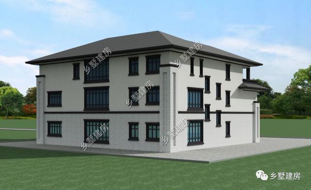 超氣派的三層中式四合院別墅圖，建一棟成村里第一