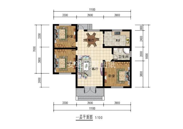 占地104.13平方米的農(nóng)村一層別墅圖，好看實(shí)用