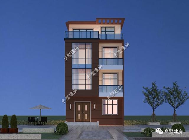 6.8X8.7米小宅基地四層別墅設計圖，現(xiàn)代感滿滿的