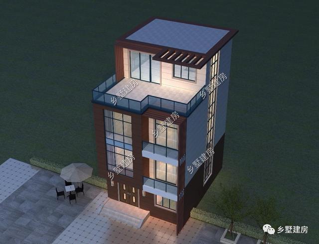 6.8X8.7米小宅基地四層別墅設計圖，現(xiàn)代感滿滿的