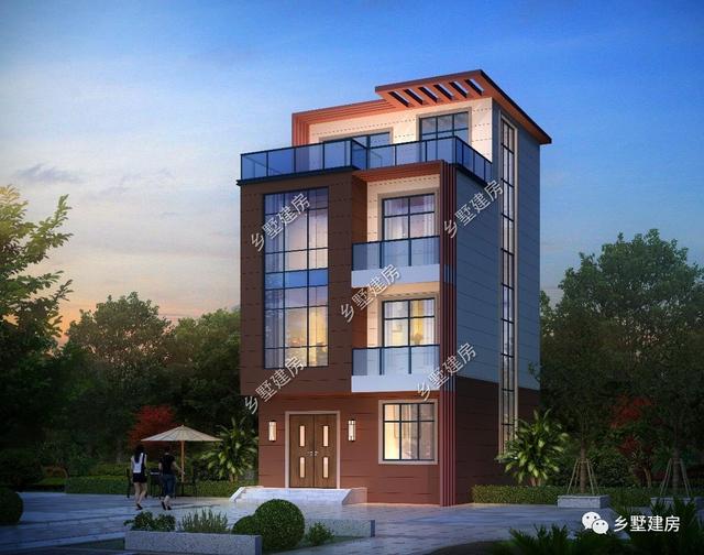 6.8X8.7米小宅基地四層別墅設計圖，現(xiàn)代感滿滿的