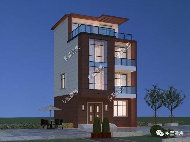 6.8X8.7米小宅基地四層別墅設計圖，現(xiàn)代感滿滿的