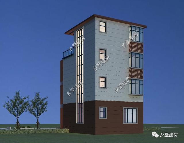 6.8X8.7米小宅基地四層別墅設計圖，現(xiàn)代感滿滿的