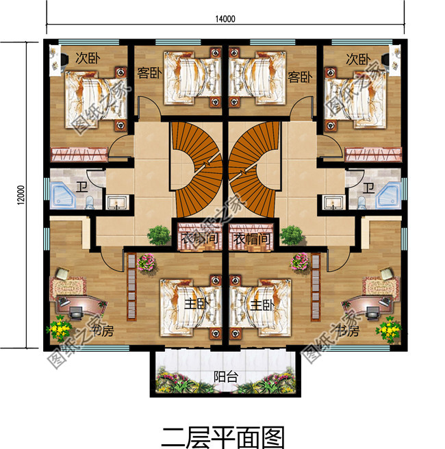 農(nóng)村簡(jiǎn)單雙拼小戶型，總面積190平方米，合理的利用了每一個(gè)空間